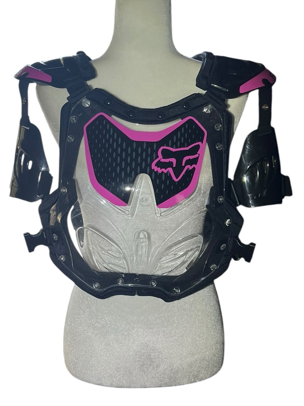 Fox Racing Girls R3 Chest Protector Roost Deflector Black Pink Clear w/ Guards
